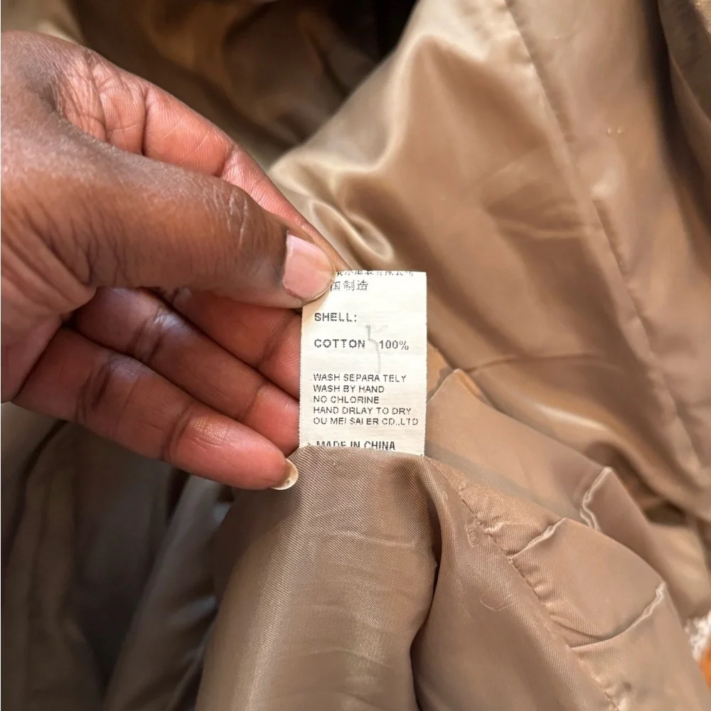 Penny Lane fur cotton crochet puffer button down fur collar coat - Picture 16 of 17